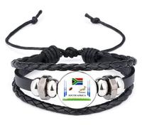 Rugby SPRINGBOKS Africa Sport Nation Black Leather Bracelet and Velvet Gift Bag