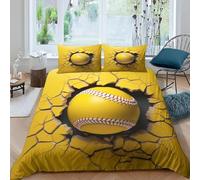 Rugby Super King Size Duvet Cover Sets Yellow Sports Bedding Set 3D Print Soft Microfiber Quilt Covers 260x220 cm with Zipper Closure and 2 Pillowcases 50x75 cm for Adults C.684