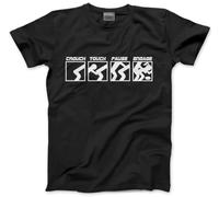 Rugby T-Shirt - Crouch Touch Pause Engage Rude Tee Men's Tshirt Player Sport Scrum Team Coach - S Black