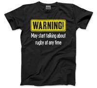 Rugby T-Shirt - Warning May Start Talking About Rugby Tee Men's Tshirt Player Sport Scrum Team Coach - XL Black