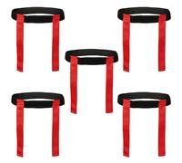 Rugby Tackle Tag Belts and Flags - Set of 6 Adjustable Belts with 12 Detachable Flags - Ideal for Tag Rugby, PE, and Team Sports - Fits Kids and Adults - Durable & Bright (Red, Pack 5)