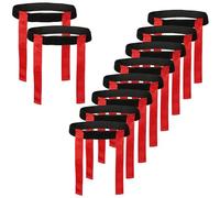 Rugby Tackle Tag Belts and Flags - Set of 6 Adjustable Belts with 12 Detachable Flags - Ideal for Tag Rugby, PE, and Team Sports - Fits Kids and Adults - Durable & Bright (Red, Pack 10)