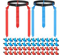 Rugby Tag Belt Flags for Kids, 12 Players Flag Football Belts & 36 Flags, Adjustable Flag Football Belt and Flag Set for Teens Youth Adults Schools Clubs Training Sport Competition Game, Red & Blue