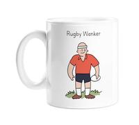 Rugby Wanker Mug | Giant A4 or Standard Deadpan Doodle Coffee Mug for Rugby Player, Hand Illustrated Rugby Mug, Mug for Coworker