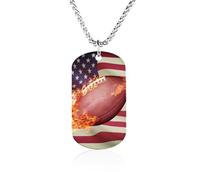 Rugby with U.S.A Flag Memorial Necklaces Lightweight Pendant Necklace Personality Jewelry Gift for Men Women