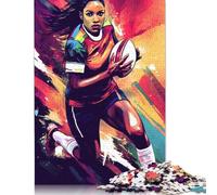 Rugby Women Player in Action Jigsaw Puzzles Puzzle for Adults Kids. 1000 Piece Great Gifts Challenge Toy Educational Games Home Decoration for Adults& Kids Age 14 Years Up 1000pcs (40x28cm)