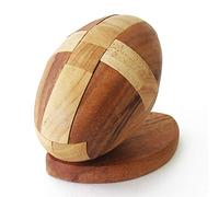 Rugby XL, brainteaser from 8 years old, difficulty 3/6. Handcrafted in solid acacia wood, eco-responsible, CE standards. Solution with illustrations provided. Reassemble the 13 pieces of the 3D puzzle