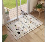 Rugcomf Door Mat Indoor Entrance 2x3 Rug Machine Washable Boho Floral Animal Cat Small Area Rug Non-Slip Low Pile Throw Rugs for Entryway Kitchen Front Door Indoor Entrance Entry Kids Room, Beige