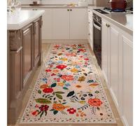 Rugcomf Runner Rug for Hallways Kitchen Rug Non Slip 2'x 6' Washable Rugs with Rubber Backing Soft Floral Carpet Runner for Hallways, Kitchen, Laundry, Bedroom, Bathroom(Beige)