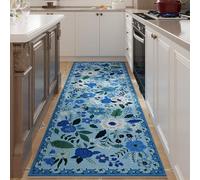 Rugcomf Runner Rug for Hallways Kitchen Runner Rug Non Slip 2'x 6' Washable Runner Rugs with Rubber Backing Soft Floral Carpet Runner for Hallways, Kitchen, Laundry, Bedroom, Bathroom(Blue)