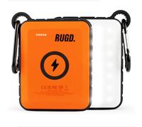 RUGD Power Brick 2, Power Bank, Fast Charging, 2 x 20W PD USB-C Input Output, 2 x 15W USB-A Output, Wireless Charging, Airline-Approved, Camping SOS Night Light, Red Light, IP67, for iPhone & Samsung