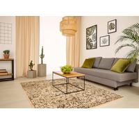 Rugeast Modern Hand-Knotted Nepal Wool Rug, 240 x 172 cm, Beige & White with Dark Grey Pattern, Contemporary Indian Rug for Living Room and Guest Room