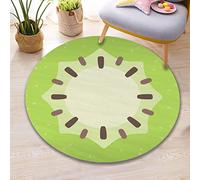 Rugendary Cute Kiwi Fruit Rug Cool and Fresh Home Decor for Kitchen Kids Room Bathroom Bedroom Non Slip Machine Washable Round Large Area Rug Spring Summer Home Decoration Carpet (2x2 ft.)