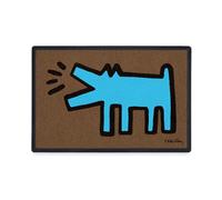 RUGGABLE Washable Front Doormat - Keith Haring Barking Dog Blue 60x90cm Indoor/Outdoor Doormat - Fade-Resistant, Durable, Non-Slip with Standard Pad