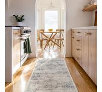 RUGGABLE Washable Vintage Runner Rug - Sarrah Blue Quartz 2.5x10, Stain-Resistant, Non-Slip Hallway Runner with Standard Pad - Machine Washable Rug for Hallway, Entryway, Living Room & Kitchen