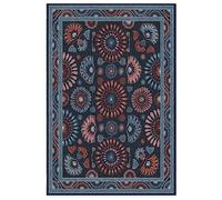 RUGGABLE x Iris Apfel Machine Washable Area Rug - Suzani Mosaic Navy Blue 6x9, Stain-Resistant, Non-Slip with Cushioned Pad - Medium Rugs for Living Room, Bedroom, Hallway, Entryway & Office