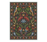RUGGABLE x Iris Apfel Machine Washable Modern Area Rug - Birds of A Feather Black 5x7, Stain-Resistant, Non-Slip with Standard Pad - Medium Rugs for Living Room, Bedroom, Hallway, Entryway & Office