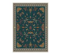 RUGGABLE x Iris Apfel Machine Washable Modern Area Rug - Flutterby Teal 5x7, Stain-Resistant, Non-Slip with Standard Pad - Medium Rugs for Living Room, Bedroom, Hallway, Entryway & Office