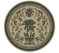 RUGGABLE x Iris Apfel Machine Washable Modern Area Rug - Simian Green 8 ft Round, Stain-Resistant, Non-Slip with Standard Pad - Large Rugs for Living Room, Bedroom, Hallway, Entryway & Office