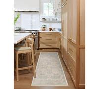 RUGGABLE x Morris & Co Runner Rug - Perfect Bohemian Washable Rug for Kitchen - Non-Slip, Stain Resistant - Blackthorn Ivory Blue 75cm x 215cm (Standard Pad)