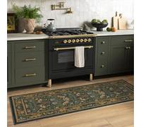 RUGGABLE x Morris & Co Runner Rug - Perfect Bohemian Washable Rug for Kitchen - Non-Slip, Stain Resistant - Strawberry Thief Indigo 75cm x 215cm (Standard Pad)