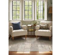 RUGGABLE x Morris & Co Washable Rug - Perfect Bohemian Area Rug for Living Room Bedroom Kitchen - Non-Slip, Stain Resistant - Blackthorn Ivory Blue 185cm x 275cm (Standard Pad)