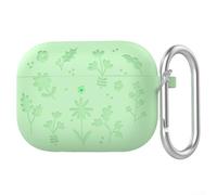 Rugged Case for AirPods Pro 1st 2019 Silicone Bumper with Hook - Drop Protection Safety Lock Wireless Charging Support Purple(Light Green)