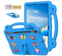 Rugged Case for Galaxy Tab S10 Plus 12.4 inch 2024, Samsung Galaxy Tab S9FE+/S9+/S8Plus/S7FE/S7Plus Cute Kids Kawaii Cover 3D Cartoon Handle & Stand Soft Silicone Shockproof Case,Skyblue