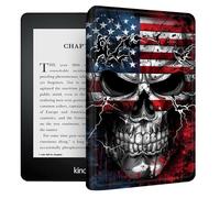 Rugged Case for Kindle Paperwhite 10th Generation 2018, Slim Lightweight Cover Compatible with Kindle 10th Generation 6 inch Case, PU Leather Folio Auto Wake/Sleep with Stand, Skull Past