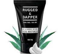RUGGED & DAPPER Age + Damage Defense Facial Moisturizer For Men - 118 ml - Soothing Aftershave Lotion & Anti-Aging Cream Hydrator In One - All Natural & Certified Organic