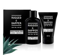 RUGGED & DAPPER - Daily Facial Duo - Skin Care Set - Age + Damage Defense Facial Moisturizer - Daily Power Scrub Cleanser - Natural & Organic Ingredients - For Dry Oily & Combo Skin