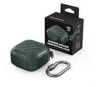 Rugged for TPU Protective Case for Samsung for GALAXY Buds Live 2020, Shockproof Cover with Precise Cutouts & Carabiner, Easy Install Anti-Scratch Earbuds Shell - Black(Green)