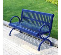 Rugged Metal Outdoor Bench with Ergonomic Backrest & Armrests - All-Weather Durable Seating Solution for Garden, Lawn, Porch and Backyard Areas(Blue,120 * 63 * 82CM/47.2 * 24.8 * 32.3IN)