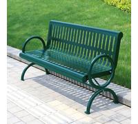 Rugged Metal Outdoor Bench with Ergonomic Backrest & Armrests - All-Weather Durable Seating Solution for Garden, Lawn, Porch and Backyard Areas(Green,120 * 63 * 82CM/47.2 * 24.8 * 32.3IN)