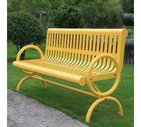 Rugged Metal Outdoor Bench with Ergonomic Backrest & Armrests - All-Weather Durable Seating Solution for Garden, Lawn, Porch and Backyard Areas(Yellow,180 * 63 * 82CM/70.9 * 24.8 * 32.3IN)