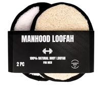 Rugged Natural Shower Loofah for Men - Tough Exfoliating Body Scrubbers, Durable & Gentle Terry Towel Cloth pad for Manly Skin Care - Lufas, Luffa, Loufas Sponges