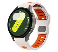 Rugged No Gap Band for Samsung Galaxy Watch 7 6 5 4 Band 44mm 40mm/Galaxy Watch 6 Classic Bands 47mm 43mm/Watch 5 Pro 45mm/Watch 4 Classic 46mm 42mm, Silicone Sport strap Men women-Starlight-Orange