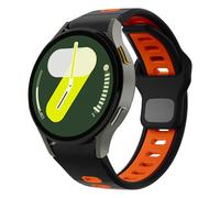 Rugged No Gap Band for Samsung Galaxy Watch 7 6 5 4 Band 44mm 40mm/Galaxy Watch 6 Classic Bands 47mm 43mm/Watch 5 Pro 45mm/Watch 4 Classic 46mm 42mm, Silicone Sport strap Men women-Black-Orange