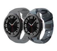 Rugged No Gap Band for Samsung Galaxy Watch 7/6/5/4/FE 40mm 44mm,Silicone Sport Strap for Galaxy Watch 6 Classic 47 43mm/Watch 5 Pro 45mm/4 Classic 42mm 46mm Women Men,Black Gray Camouflage/Dark Gray