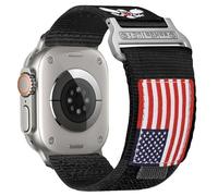 Rugged Nylon Band for Apple Watch Ultra 2 49mm iWatch Bands 46mm 45mm 44mm 42mm, Men's Soft Breathable USA Flag Patriotic Wristbands Strap for Series 10 9 8 7 6 5 4 3 SE Ultra