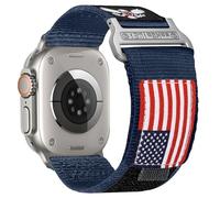 Rugged Nylon Band for Apple Watch Ultra 2 49mm iWatch Bands 46mm 45mm 44mm 42mm, Men's Soft Breathable USA Flag Patriotic Wristbands Strap for Series 10 9 8 7 6 5 4 3 SE Ultra