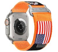 Rugged Nylon Band for Apple Watch Ultra 2 49mm iWatch Bands 46mm 45mm 44mm 42mm, Men's Soft Breathable USA Flag Patriotic Wristbands Strap for Series 10 9 8 7 6 5 4 3 SE Ultra