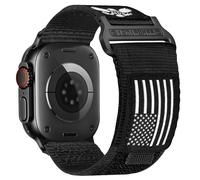 Rugged Nylon Band for Apple Watch Ultra 2 49mm iWatch Bands 46mm 45mm 44mm 42mm, Men's Soft Breathable USA Flag Patriotic Wristbands Strap for Series 10 9 8 7 6 5 4 3 SE Ultra