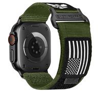 Rugged Nylon Band for Apple Watch Ultra 2 49mm iWatch Bands 46mm 45mm 44mm 42mm, Men's Soft Breathable USA Flag Patriotic Wristbands Strap for Series 10 9 8 7 6 5 4 3 SE Ultra