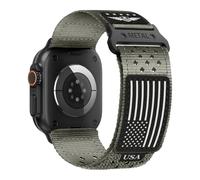 Rugged Nylon Bands for Apple Watch Ultra 2 Band 49mm 46mm 45mm 44mm 42mm Men,Woven Breathable Stars-Stripes Flag Adjustable Sport Strap for iWatch Bands Ultra 2/Ultra Series 10 9 8 7 6 5 4 3 2 1 SE