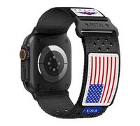 Rugged Nylon Bands for Apple Watch Ultra 2 Band 49mm 46mm 45mm 44mm 42mm Men,Woven Breathable Stars-Stripes Flag Adjustable Sport Strap for iWatch Bands Ultra 2/Ultra Series 10 9 8 7 6 5 4 3 2 1 SE