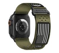 Rugged Nylon Bands for Apple Watch Ultra 2 Band 49mm 46mm 45mm 44mm 42mm Men,Woven Breathable Stars-Stripes Flag Adjustable Sport Strap for iWatch Bands Ultra 2/Ultra Series 10 9 8 7 6 5 4 3 2 1 SE