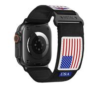 Rugged Nylon for Apple Watch Band for Men 38mm 40mm 41mm 42mm iWatch Bands Man Women,Soft Woven Adjustable Stars-Stripes Flag Wristbands Strap for Apple Watch Series 10/9/8/7/6/5/4/3/2/1/SE/SE2