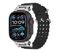Rugged Ocean Band Compatible for Apple Watch Ultra 3/2/1 49mm, S11/S10 46mm,9/8/7 45mm,3/2/1 42mm,S4/5/6/SE 44mm,Silicone Breathable Sport Strap with Metal Connector Men Women