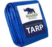 Rugged Rhino All Weather 100% Waterproof Heavy Duty Tarp, 5 Mil UV Temperature Resistant Tarps, High Durability Multipurpose Cover, for Home Outdoor Patio Winter Leaf Camping, 6x8 1 Pack Blue